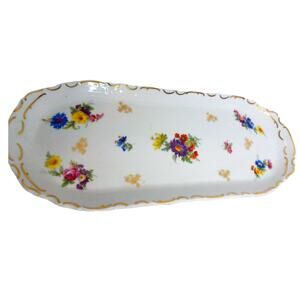 Vintage Reichenbach Germany Fine Bone China Floral Tray
